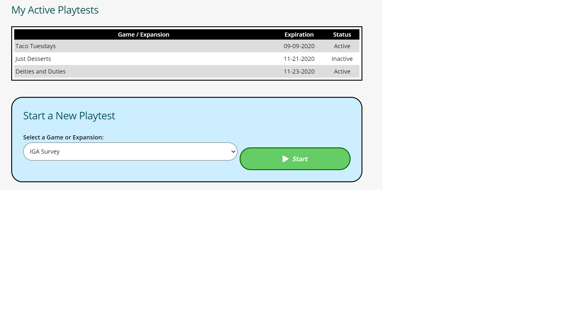 My Active Playtests My Active Playtests - Screenshot