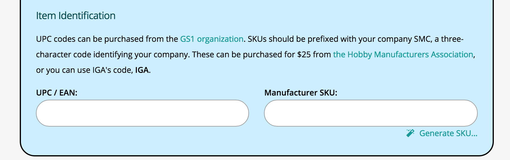 Edit Item - UPC/EAN and SKU Edit Item - UPC/EAN and SKU - Screenshot